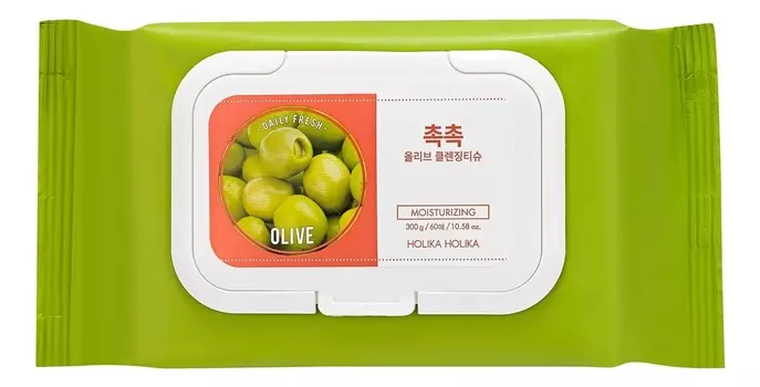 Cалфетки для удаления макияжа Daily Fresh Olive Cleansing Tissue 60шт