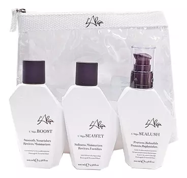 Дорожный набор для термозащиты волос в прозрачной косметичке Beauty Bag (шампунь 100мл + восстанавливающая маска 100мл + сыворотка 100мл)