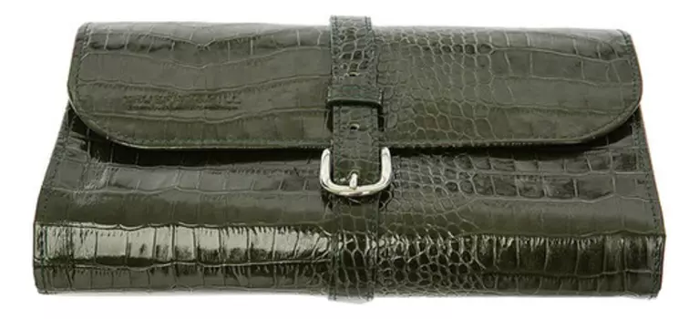Кожаная дорожная косметичка Military Roll Up Wet Pack Green Crocodile