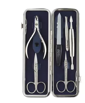 Маникюрный набор 2161DBSM (ножницы д/кутикулы + ножницы д/ногтей + пилка металлическая 12,5см + пинцет скошенный + двойной маникюрный инструмент + кусачки д/кутикулы)