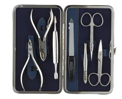 Маникюрный набор 2172DBRE (ножницы д/кутикулы + ножницы д/ногтей + пилка металлическая 12,5см + пинцет скошенный + двойной инструмент + кусачки д/кутикулы + кусачки д/ногтей)