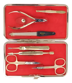 Маникюрный набор 905RED (ножницы д/ногтей + ножницы д/кутикулы + пилка + пинцет + кусачки д/кутикулы + удалитель кутикулы + шабер)