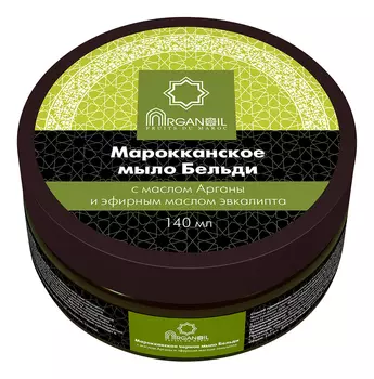 Марокканское черное мыло Бельди с маслом арганы и эвкалипта: Мыло 140мл