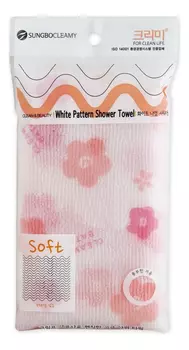 Мочалка для душа Clean &amp; Beauty White Pattern Shower Towel 28*95см (в ассортименте)