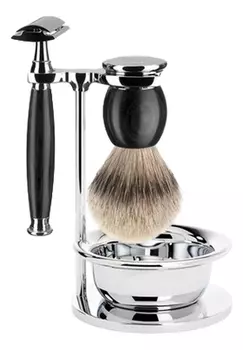 Набор Африканское черное дерево Classic Sophist (помазок барсучий ворс высшей категории Silvertip + T-образная бритва + чаша)