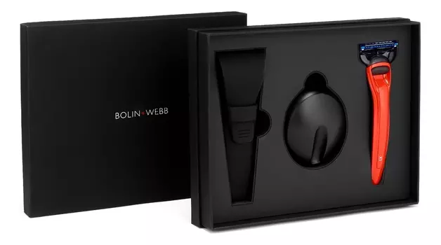 Набор (бритва X1 красный + подставка X1 черный + дорожный чехол)