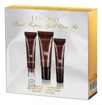 Набор для лица Snail Repair Gold Care (крем 24 Gold Cream 25мл + крем для кожи вокруг глаз Eye Cream 15мл + сыворотка Intensive Ampoule 15мл)