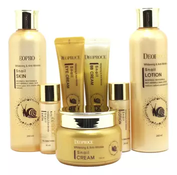 Набор для лица Whitening &amp; Anti-Wrinkle Snail 5 (крем 100мл + тоник 260/30мл + лосьон 260/30мл + крем д/кожи вокруг глаз 40мл + BB крем SPF50+ PA +++ 40мл)