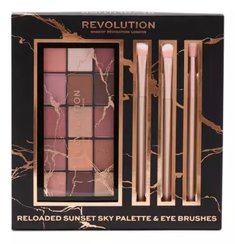 Набор для макияжа глаз Reloaded Sunset Sky Palette &amp; Eye Brushes (палетка теней + кисти 3шт)