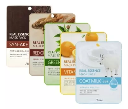 Набор тканевых масок Тонус и гладкость кожи (Syn-Ake + Red Ginseng + Green Tia + Vitamin C + Goat Milk)