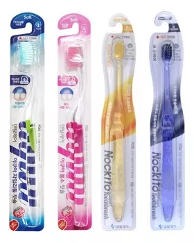 Набор зубных щеток cо сверхтонкой двойной щетиной 4шт (средней, мягкой и супермягкой жесткости)