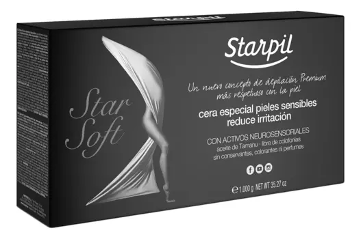Низкотемпературный полимерный воск для депиляции в брикетах Star Soft Hair Removal Wax For Highly Sensitive Skins Reduce Irritation: Воск 1000г