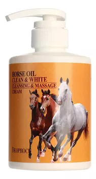 Очищающий крем для тела массажный с лошадиным жиром Horse Oil Clean &amp; White Cleansing &amp; Massage Cream 450мл