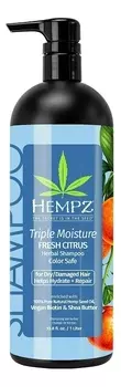 Шампунь для волос Тройное увлажнение Triple Moisture Fresh Citrus Herbal Shampoo: Шампунь 1000мл