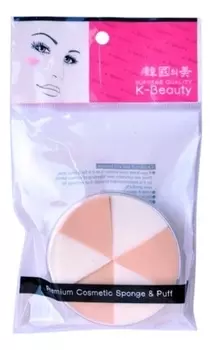 Спонж косметический в кейсе 6 сегментов (двухцветный)