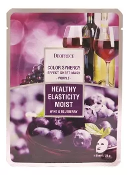 Тканевая маска для лица на основе черники и красного винограда Color Synergy Effect Sheet Mask Purple 20г