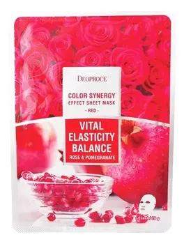 Тканевая маска для лица на основе гиалуроновой кислоты с экстрактом граната и лепестков роз Color Synergy Effect Sheet Mask Red 20г