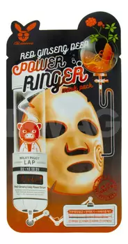 Тканевая маска для лица с экстрактом красного женьшеня Red Ginseng Deep Power Ringer Pack Mask: Маска 23мл
