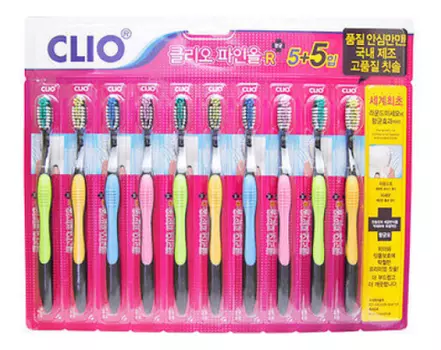 Зубная щетка с мягкой антибактериальной щетиной Fine All Antibacterial R 5+5 10шт