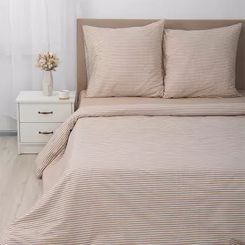 КПБ "Stripe Коричневый" р. Сем.