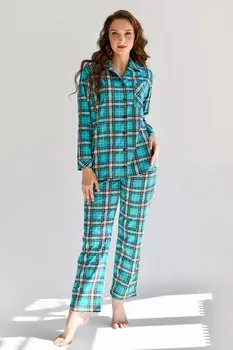 Жен. пижама с брюками "Комфорт" Бирюзовый р. 52