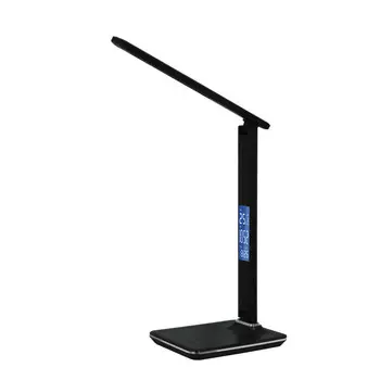 TLD-551 Brown/LED/450Lm/3000-6000K/Dimmer/USB Светильник настольный c часами, календарем, термометром, 9W. Сенсорный выключатель. Коричневый (стилизован под кожу). TM Uniel., шк 4690485100829