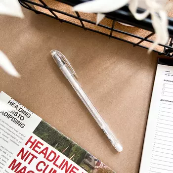 Ручка гелевая "Crown" 0.8мм, белые чернила