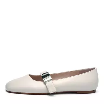 Балетки из гладкой кожи рисового цвета