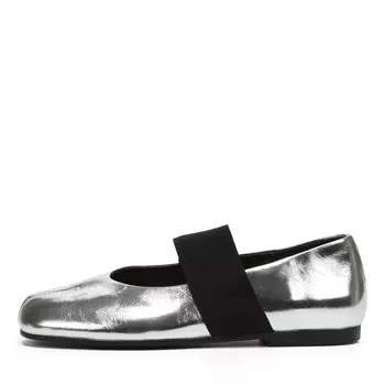 Балетки из металлизированной кожи серебристого цвета