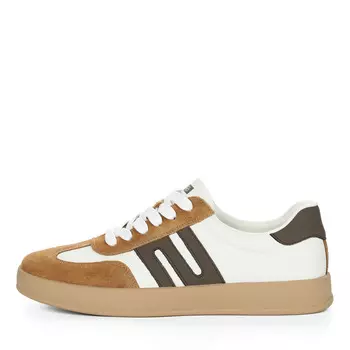 Бело-бежевые кеды из кожи