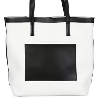 Бело-черная сумка тоут из экокожи