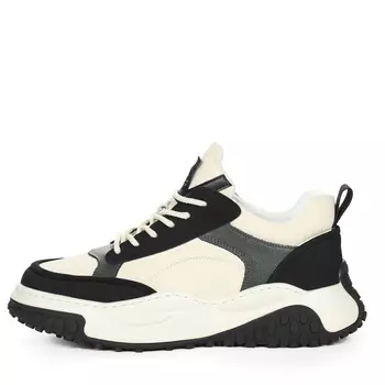 Бело-черные кроссовки из кожи