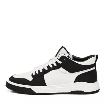 Бело-черные утепленные кеды из кожи