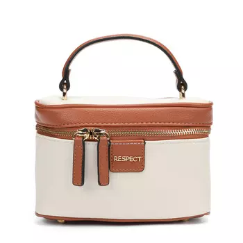 Бело-коричневая сумка сэтчел из экокожи