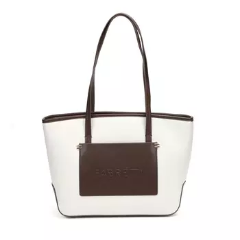 Бело-коричневая сумка тоут из экокожи