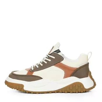 Бело-коричневые кеды из кожи