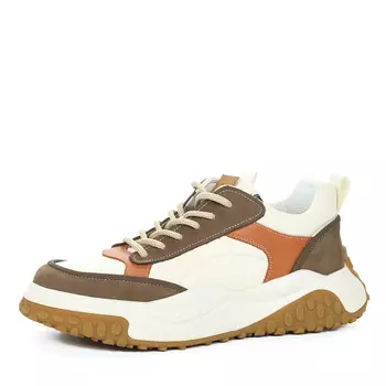 Бело-коричневые кеды из кожи