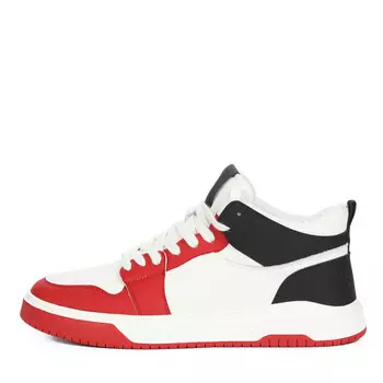 Бело-красно-черные кеды из кожи