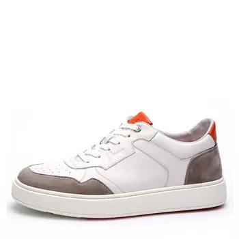 Бело-серые кеды из гладкой кожи