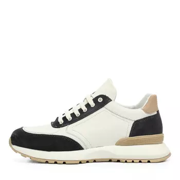 Бело-серые кроссовки из кожи