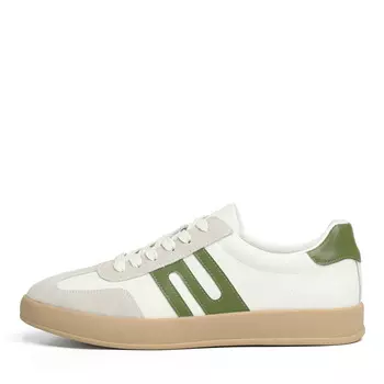 Бело-зеленые кеды из кожи