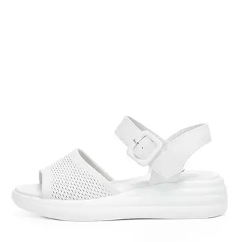 Белые босоножки из кожи на танкетке