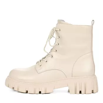 Белые ботинки на шнуровке из кожи на подкладке из текстиля на тракторной подошве