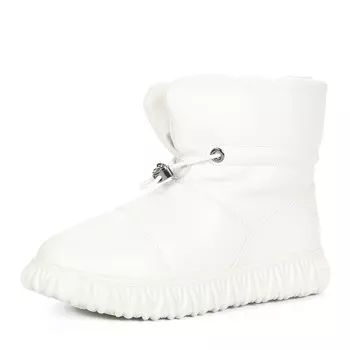 Белые дутики из кожи на подкладке из натуральной шерсти на рифленой подошве