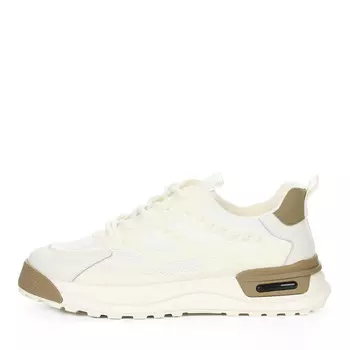 Белые кроссовки из кожи и тестиля