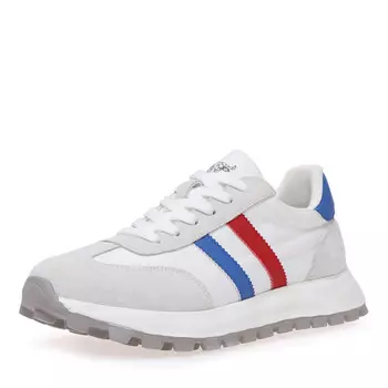 Белые кроссовки из кожи и текстиля