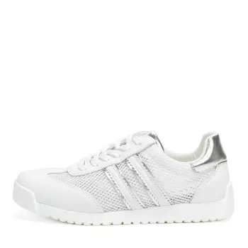 Белые кроссовки из кожи и текстиля