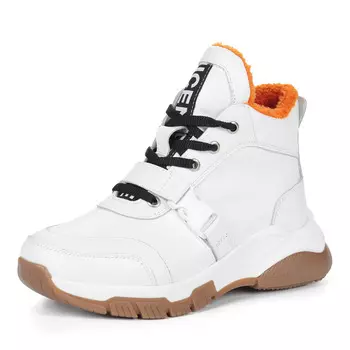 Белые кроссовки из кожи на шнуровке