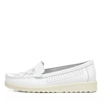 Белые мокасины из кожи с перфорацией