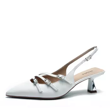 Белые открытые туфли из кожи